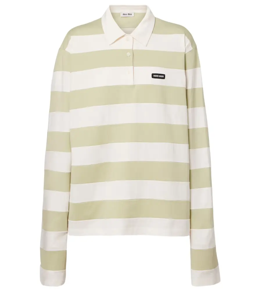 Miu Miu Striped cotton jersey polo shirt