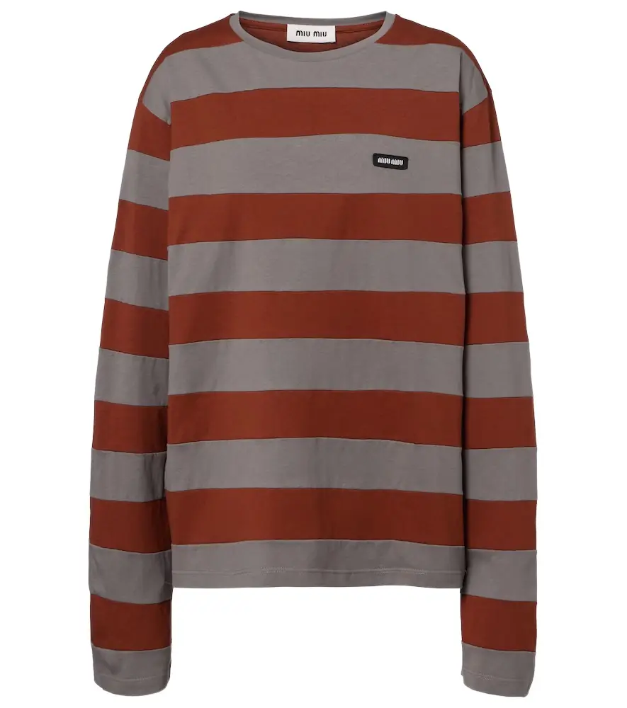 Miu Miu Striped cotton jersey T-shirt