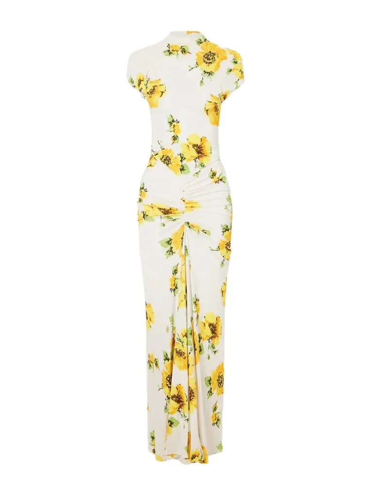 Alaïa Floral-print Jersey Draped Maxi Dress