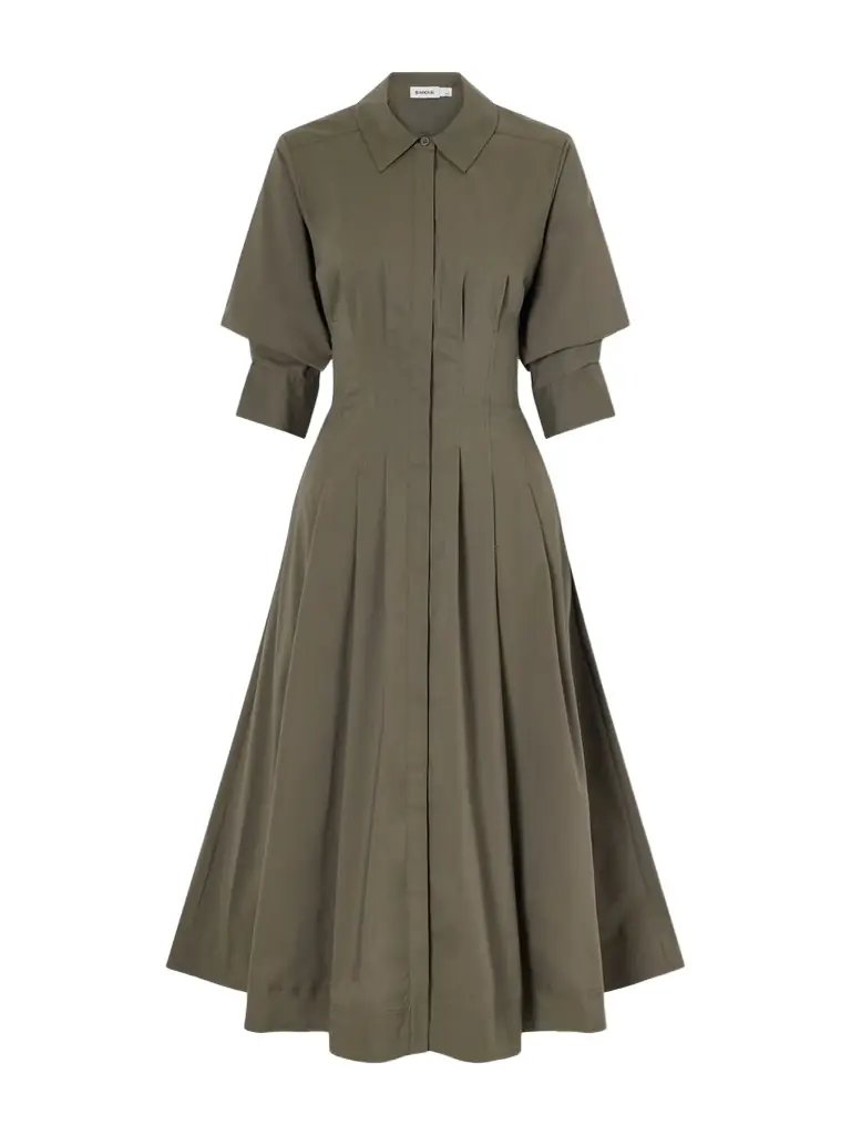 Simkhai Jazz Pintucked Cotton-blend Poplin Midi Shirt Dress