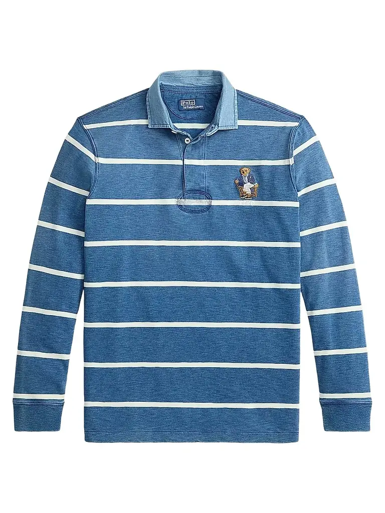 Polo Ralph Lauren Men's Classic-Fit Polo Bear Rugby Shirt - Newport Bear Medium Indigo Nevis