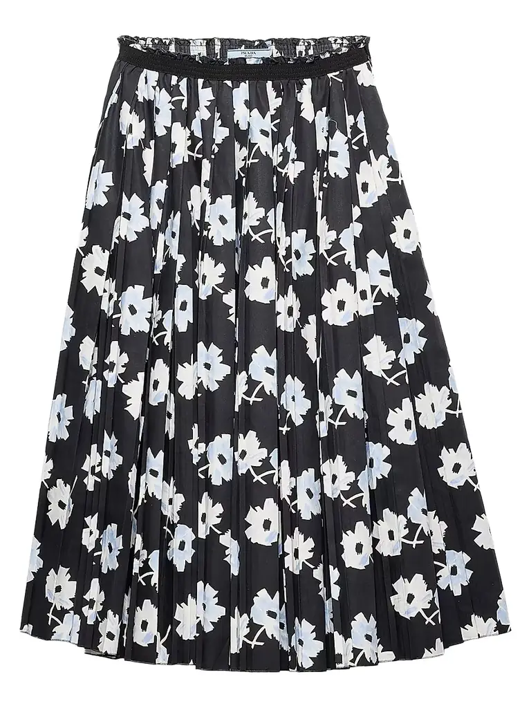Prada Women's Pleated Poplin Skirt - Black