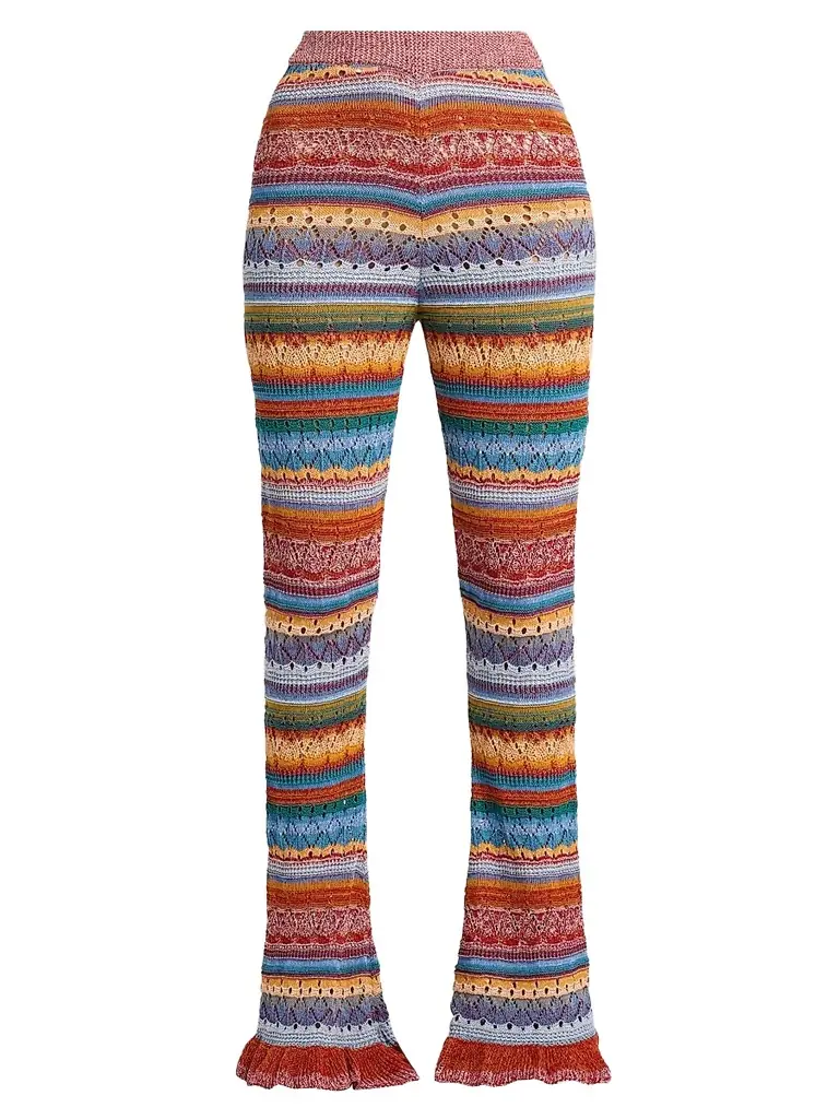 Etro Women's Striped Pointelle Knit Trousers