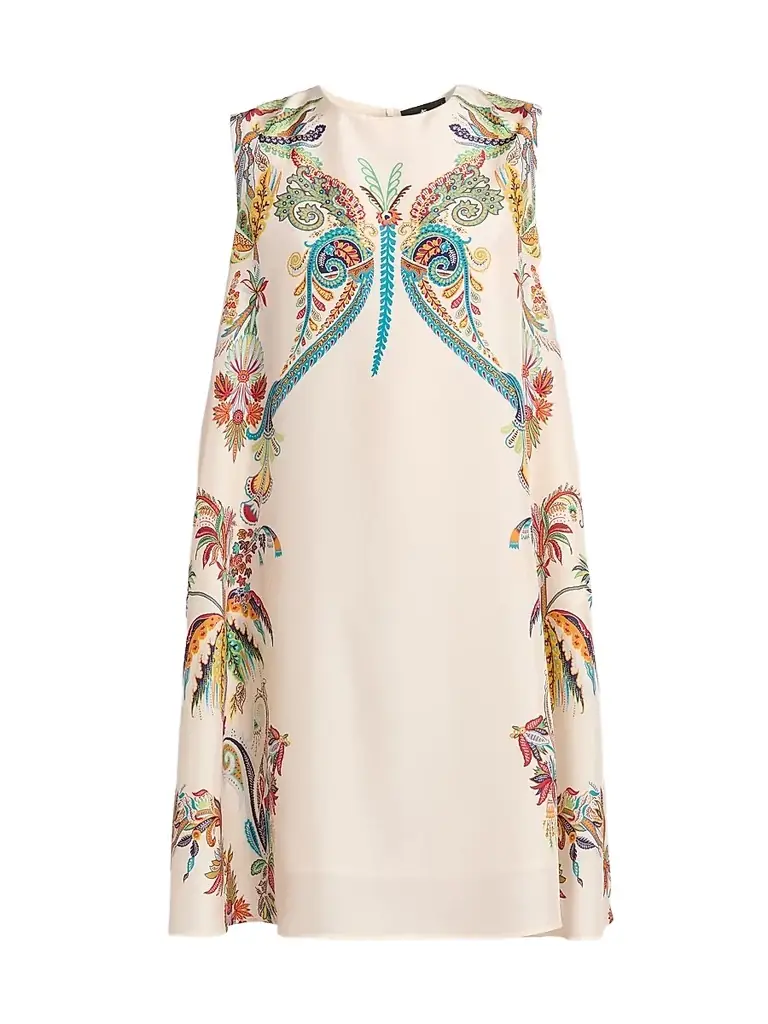 Etro Women's Paisley Silk A-Line Dress - Printed White