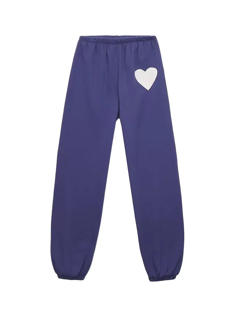 KatieJ NYC Girl's Heart Jogger Sweatpants - Sailboat Blue