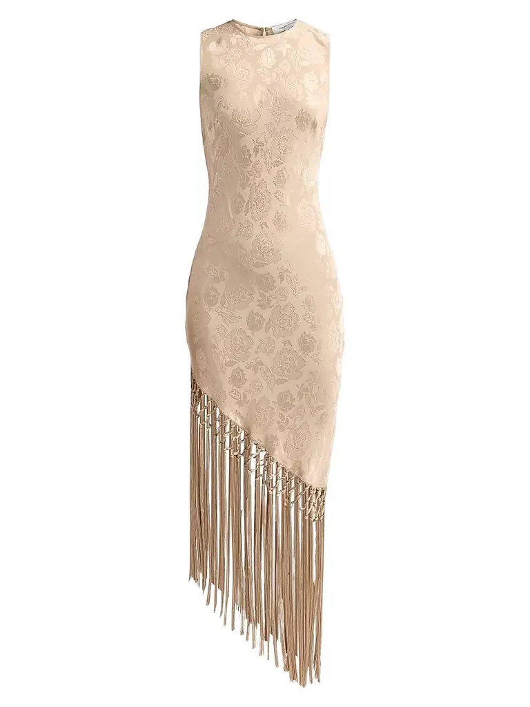 Ronny Kobo Women's Alexina Floral Fringe Midi Dress - Champagne