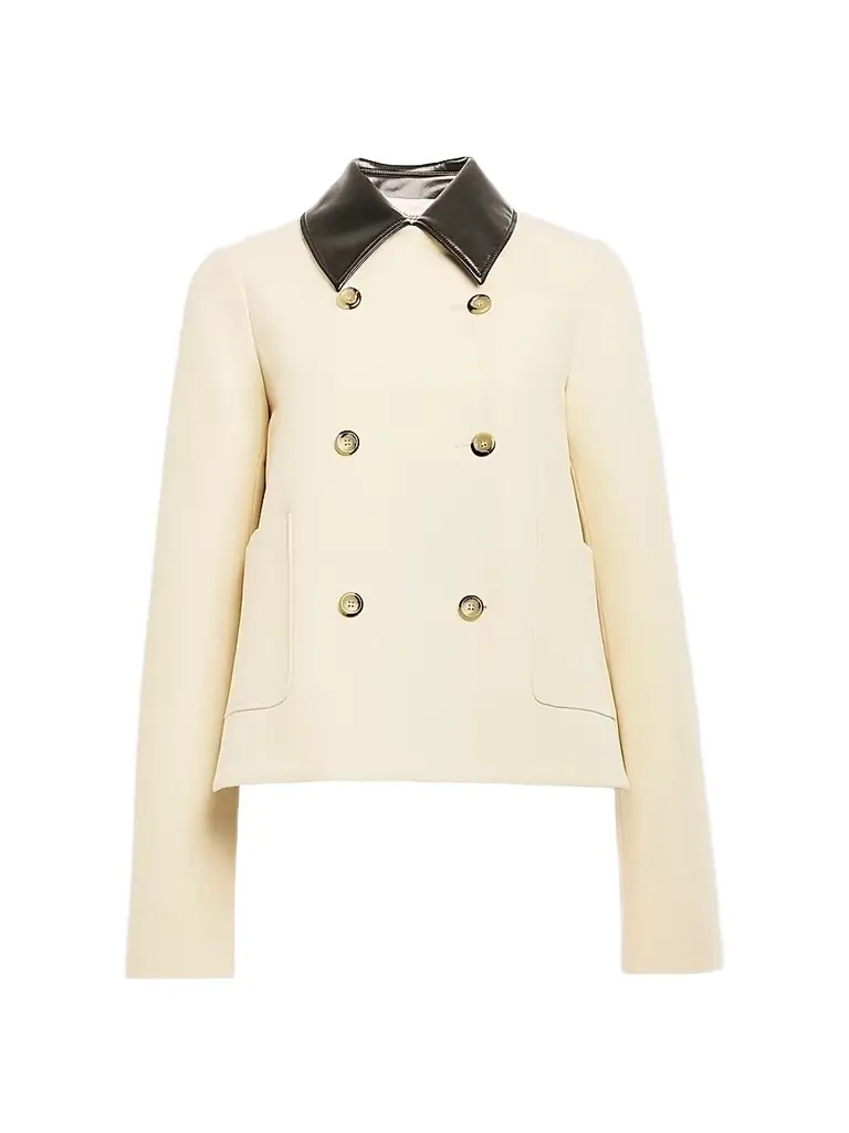 Altuzarra Women's Harburg Faux-Leather-Trimmed Cotton Double-Breasted Jacket - Opal