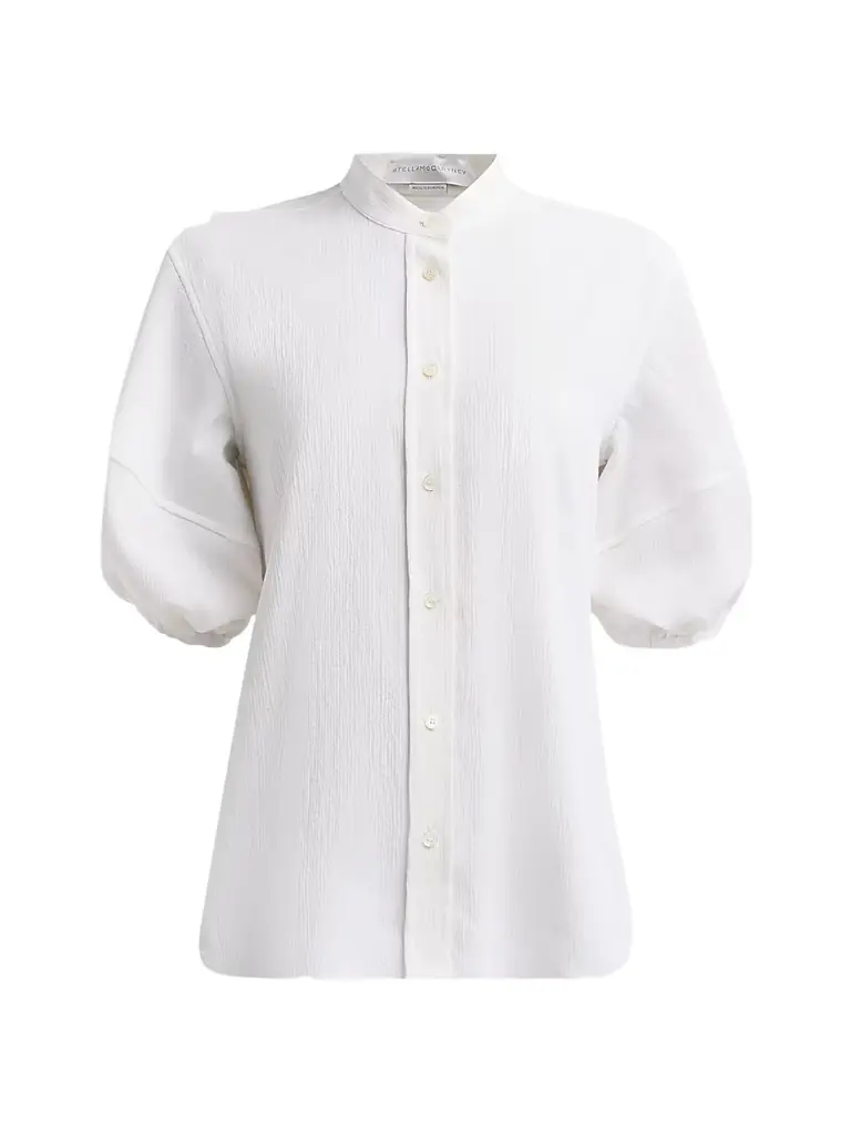 Stella McCartney Women's Balloon-Sleeve Seersucker Cotton Shirt - White
