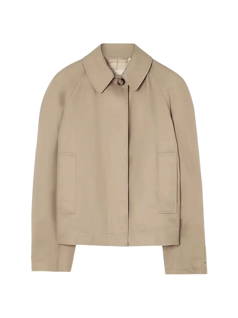 Burberry Women's Tropical Gabardine Cotton Jacket - Saltmarsh Beige