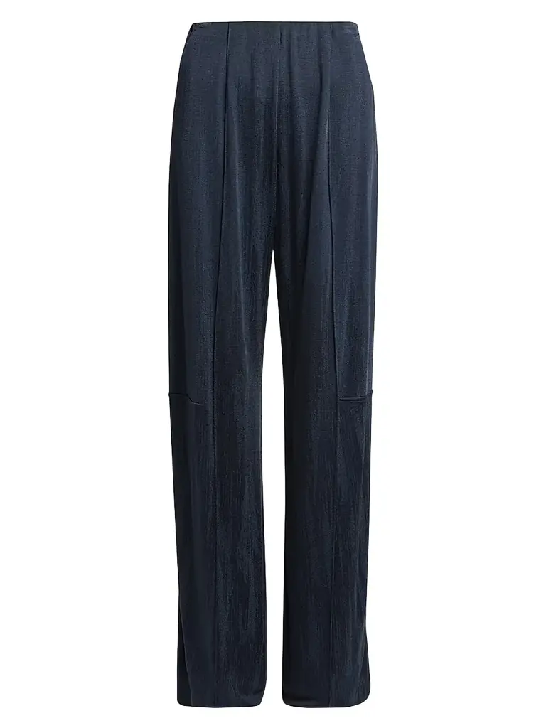 Giorgio Armani Women's Pin-Tucked Straight-Leg Trousers - Solid Dark Blue - Women's Clothing