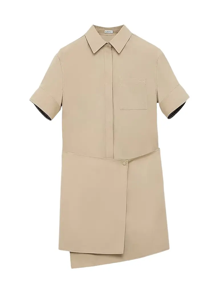 LOEWE Women's Cotton-Blend Shirtdress - Beige - Women's Clothing