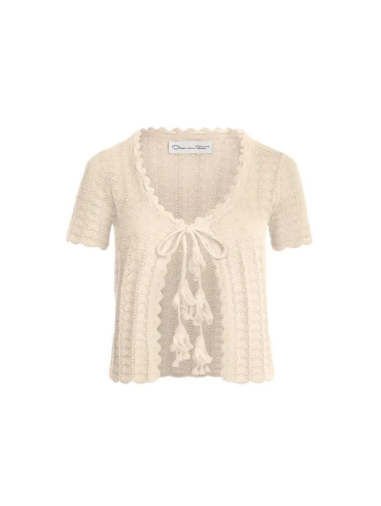 Oscar de la Renta Pointelle Weave Cardigan - Women's Clothing
