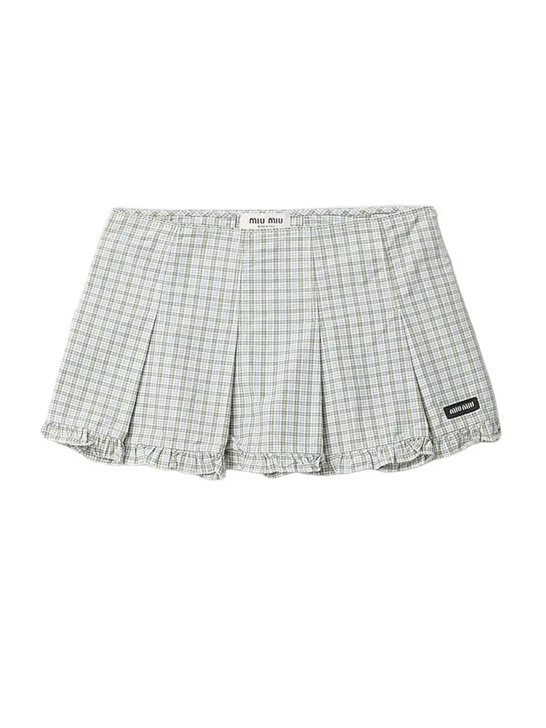 Miu Miu Women's Pleated Check Mini Skirt - Women's Clothing