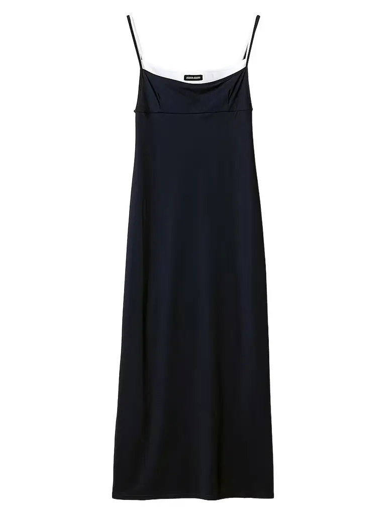 Miu Miu Women's Stretch Jersey Midi Dress - Dark Blue - Women's Clothing