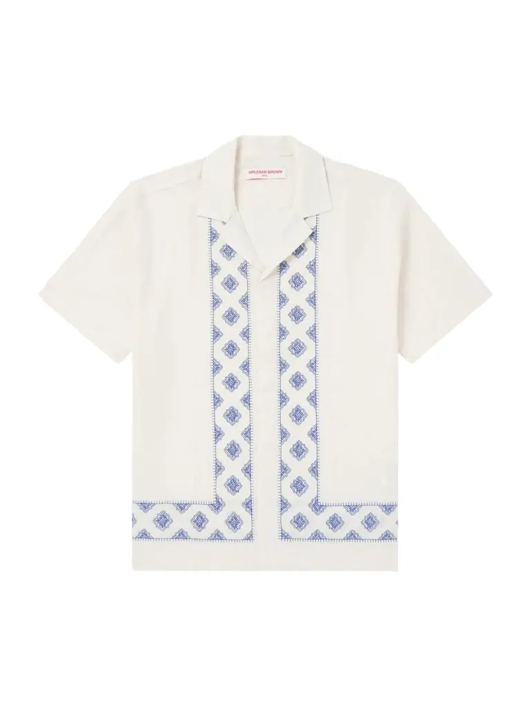 Orlebar Brown Maitan Camp-Collar Embroidered Cotton Shirt - Men