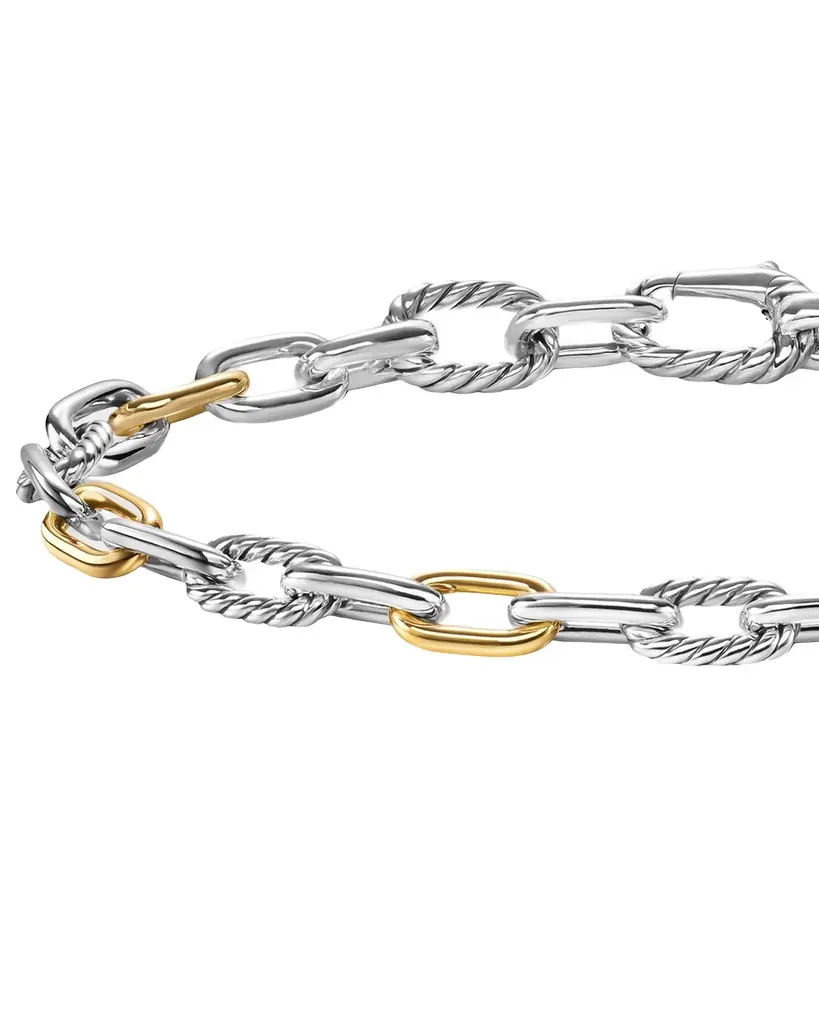 David Yurman Men 's DY Madison Chain Bracelet in Sterling Silver with 18K Yellow Gold, 6mm