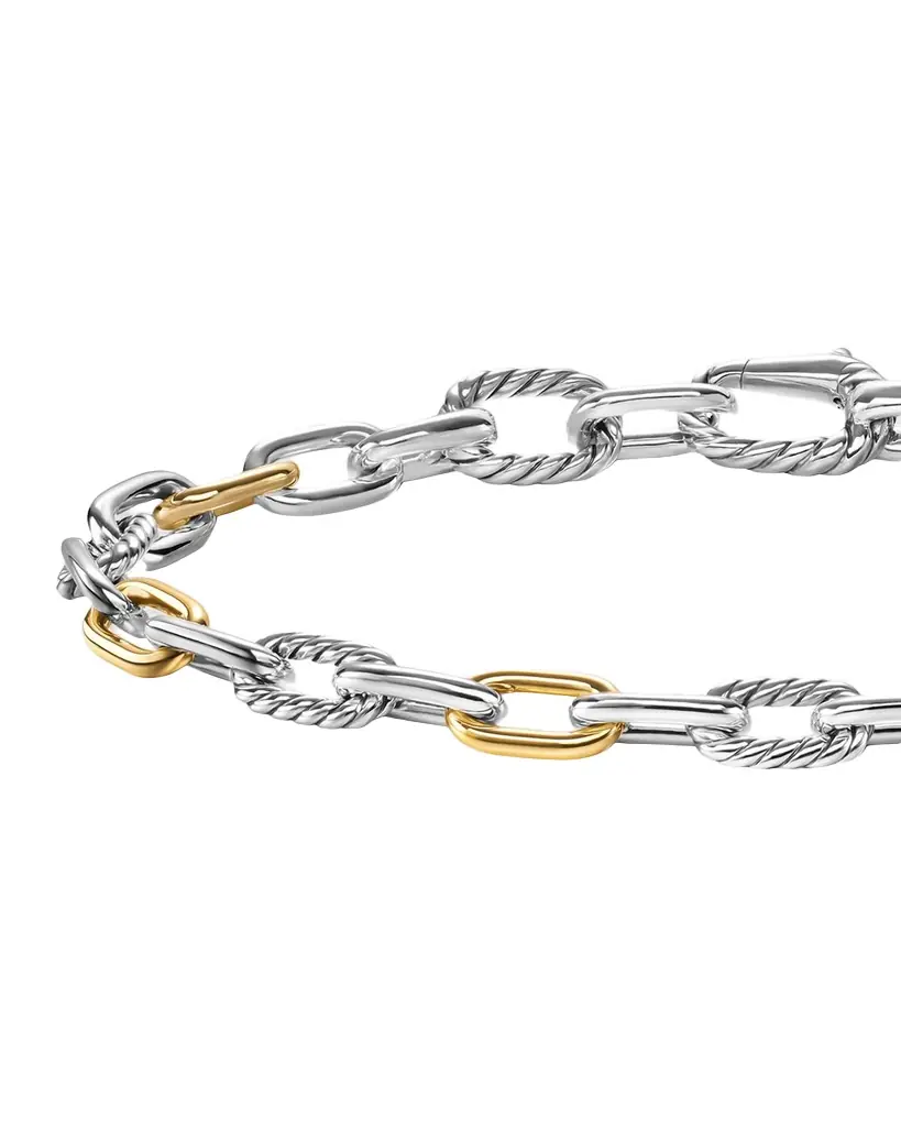 David Yurman Men 's DY Madison Chain Bracelet in Sterling Silver with 18K Gold, 6mm