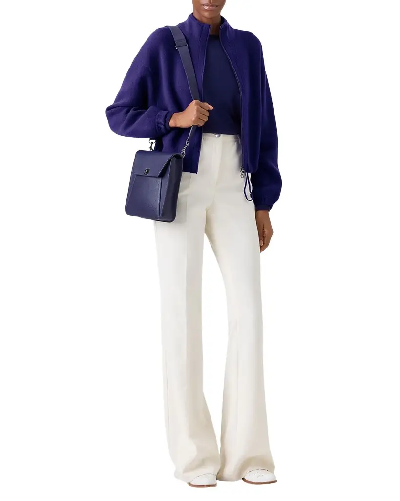 Akris Cashmere Pique Zipped Short Cardigan