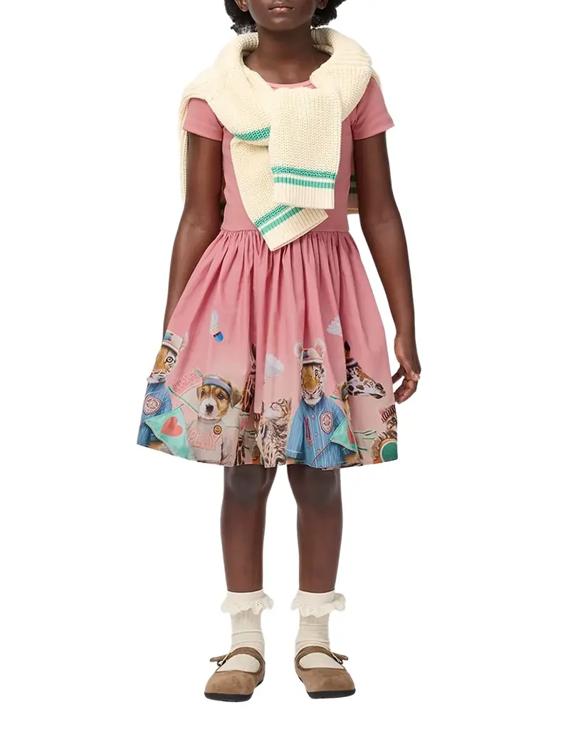 Molo Girl 's Cissa Animal-Print Short-Sleeve Dress, Size 7-10