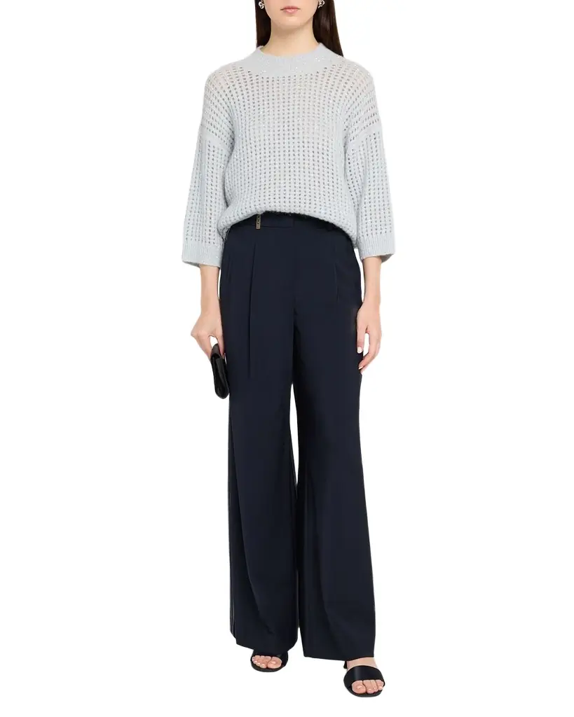 Peserico Mock-Neck Sequin Open Knit Sweater