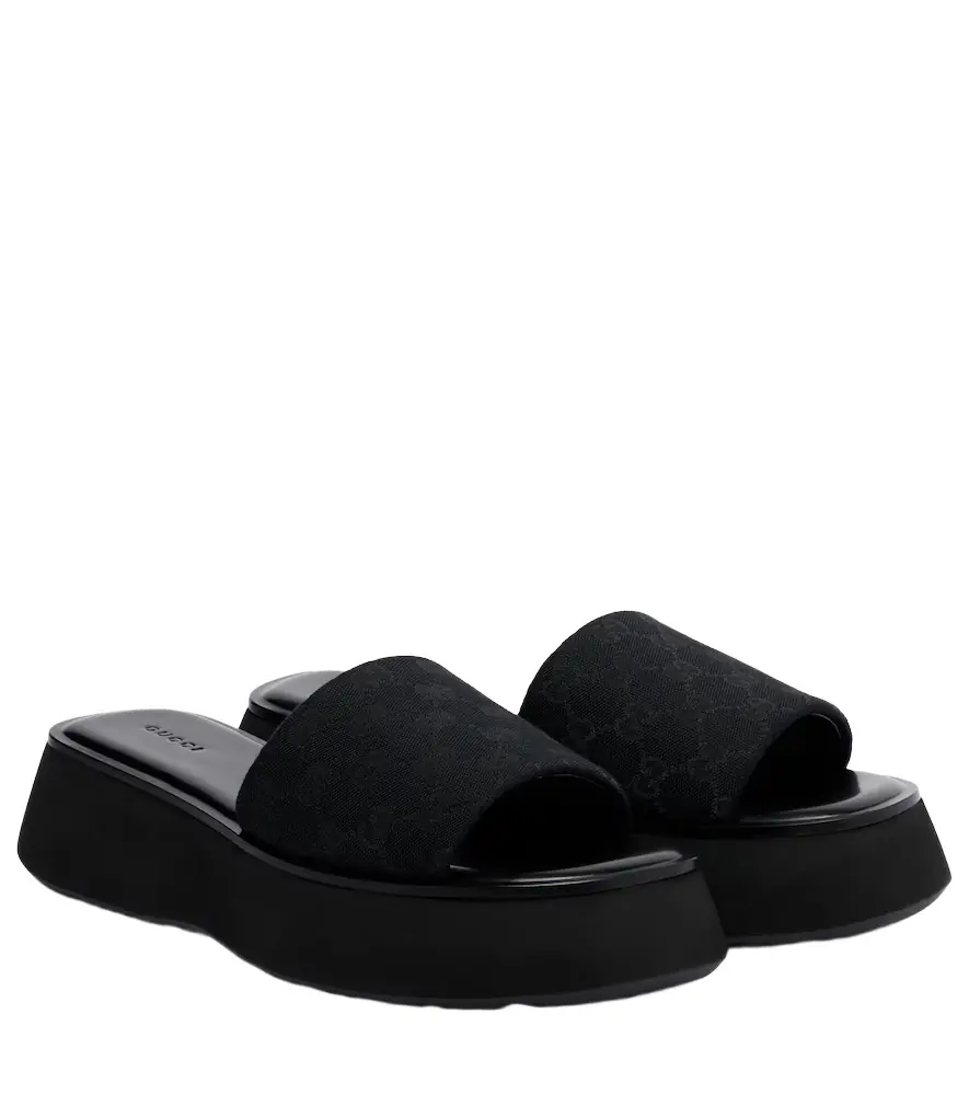Gucci GG canvas platform slides