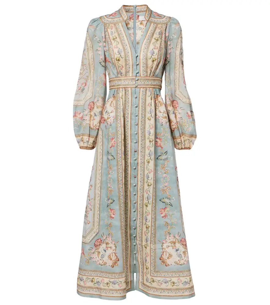 Zimmermann Roselight floral linen midi dress