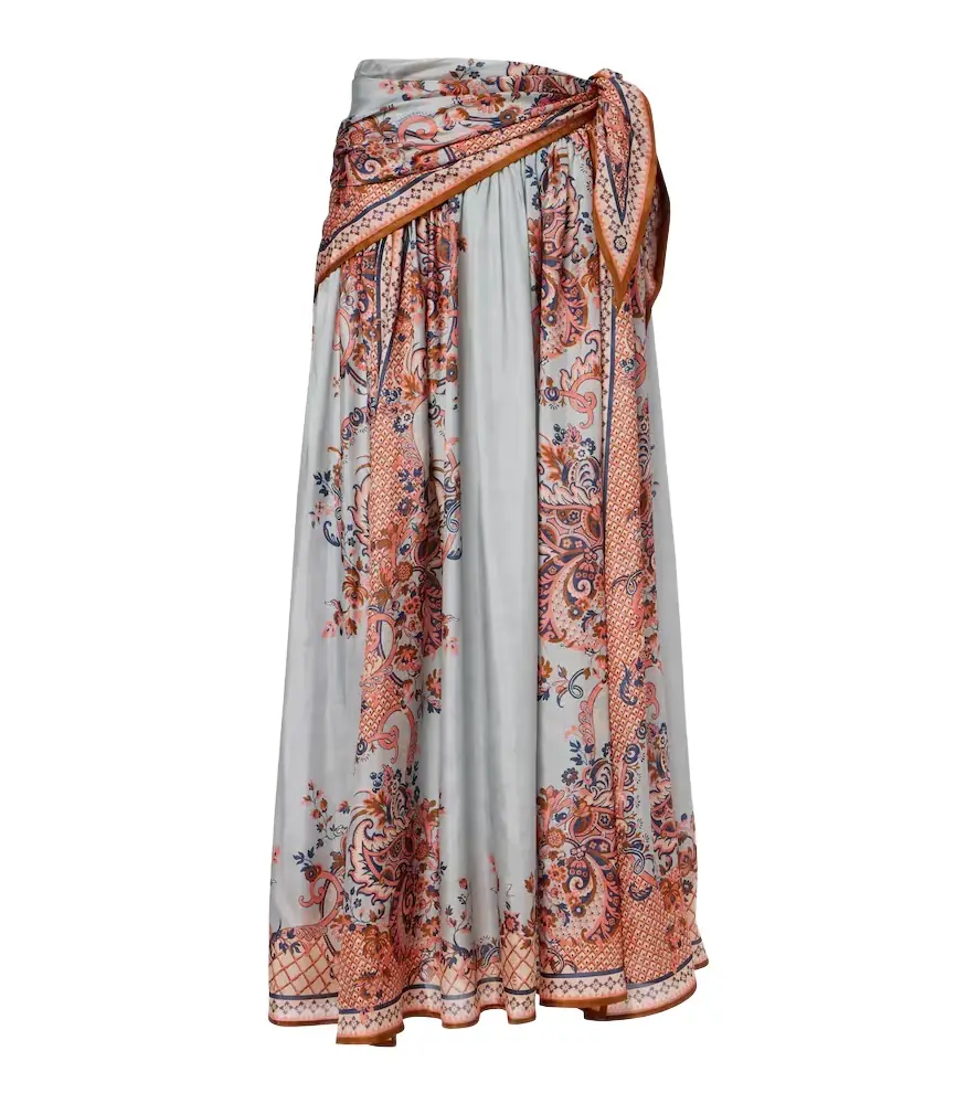 Zimmermann Aster floral silk midi skirt