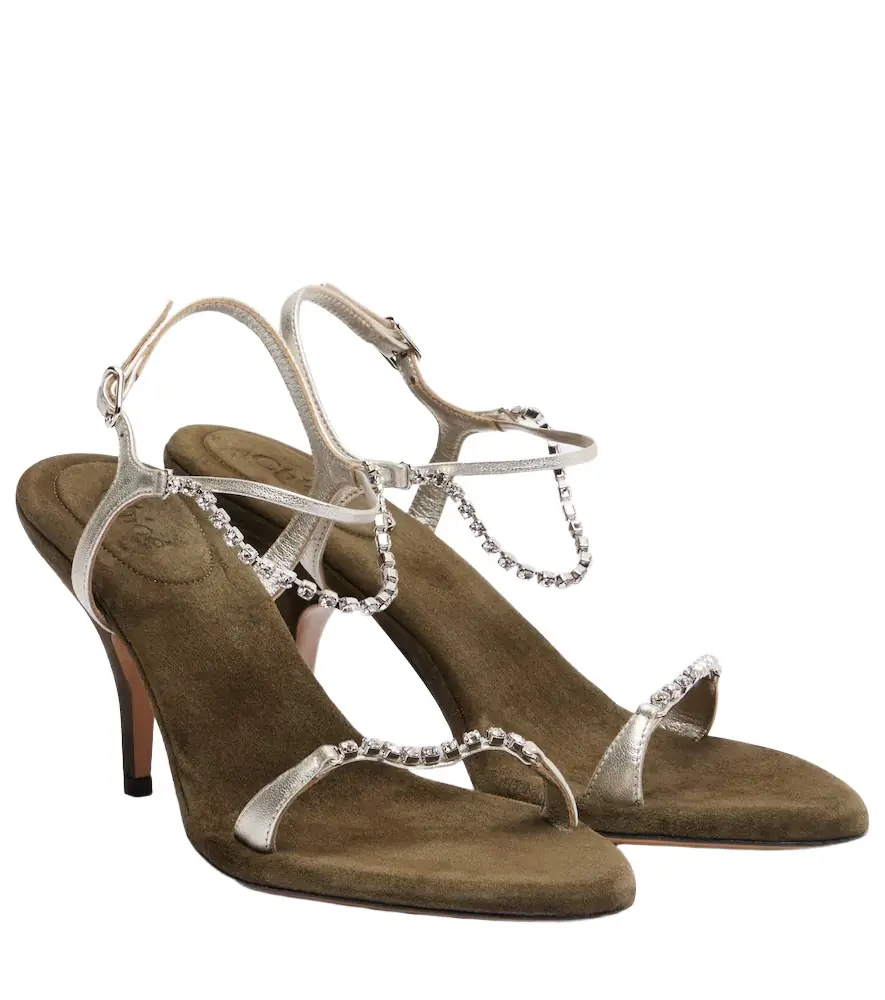 Chloe Chloé Zia embellished metallic leather sandals