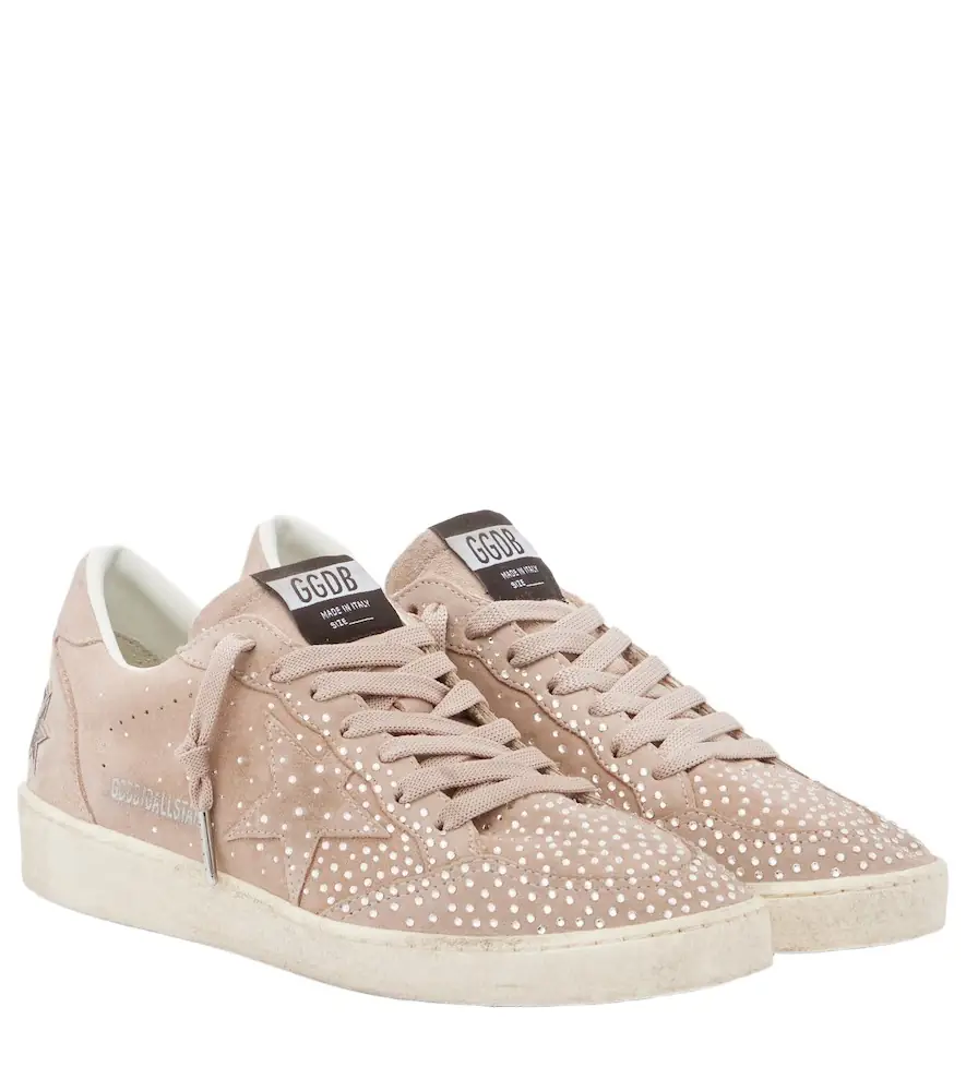 Golden Goose Ball Star embellished suede sneakers