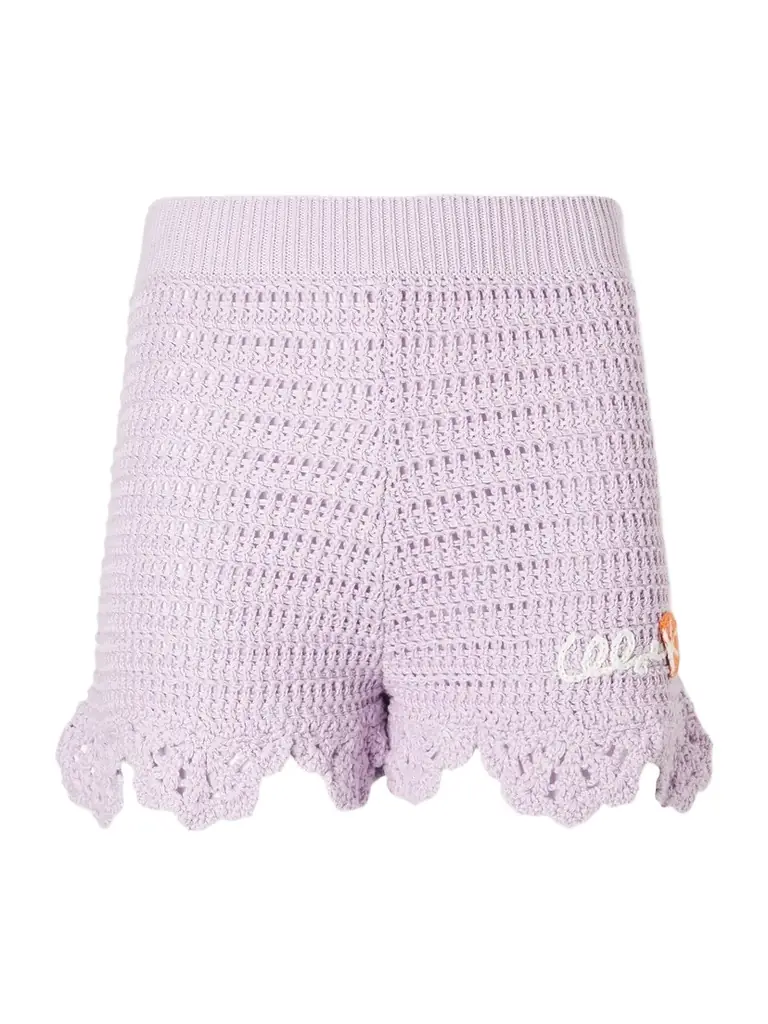 Chloé Appliquéd Crocheted Cotton Shorts