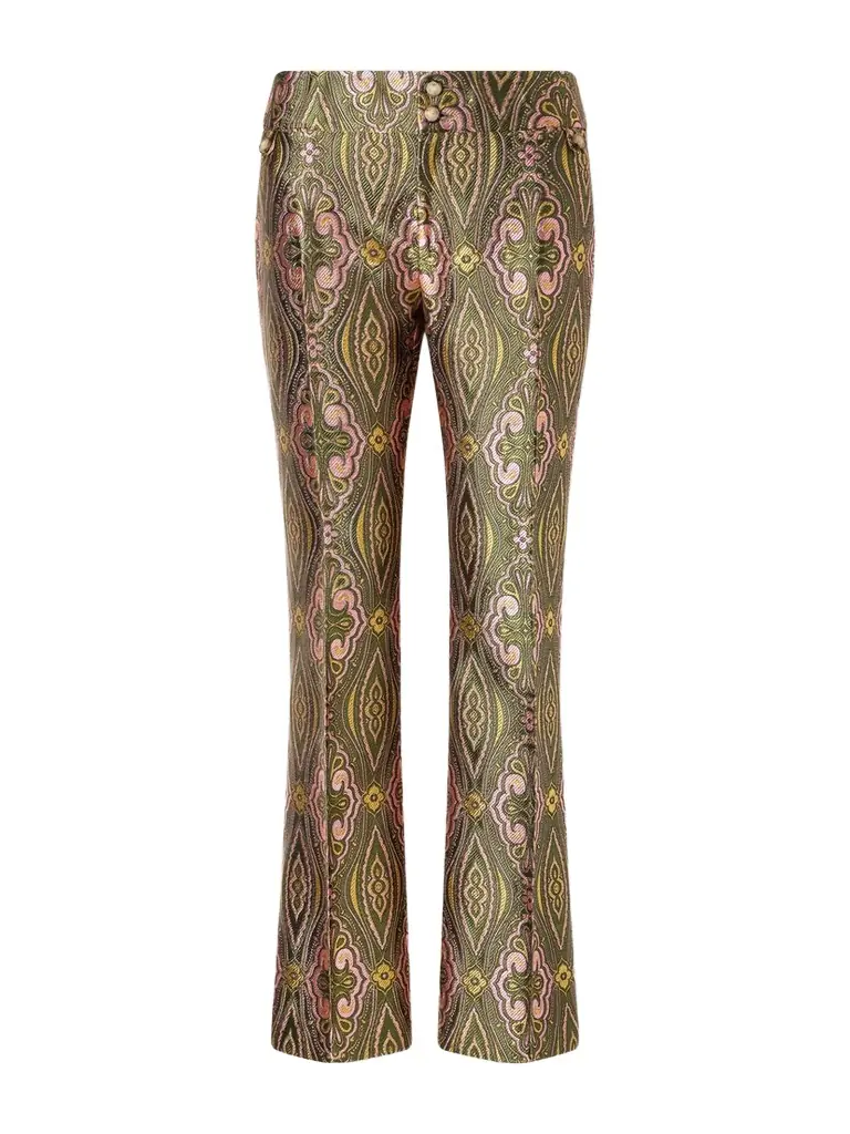 Etro Metallic Jacquard Crepe Straight-leg Pants