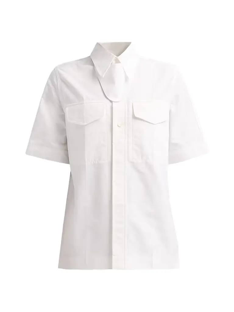 Bottega Veneta Women's Compact Cotton Toile Shirt - Chalk - Women's Clothing