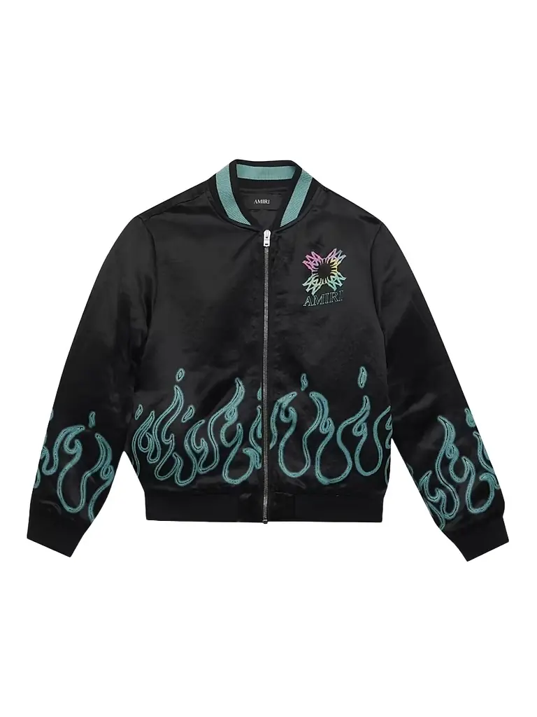 Amiri Little Kid's & Kid's Flame Graphic Bomber Jacket - Black