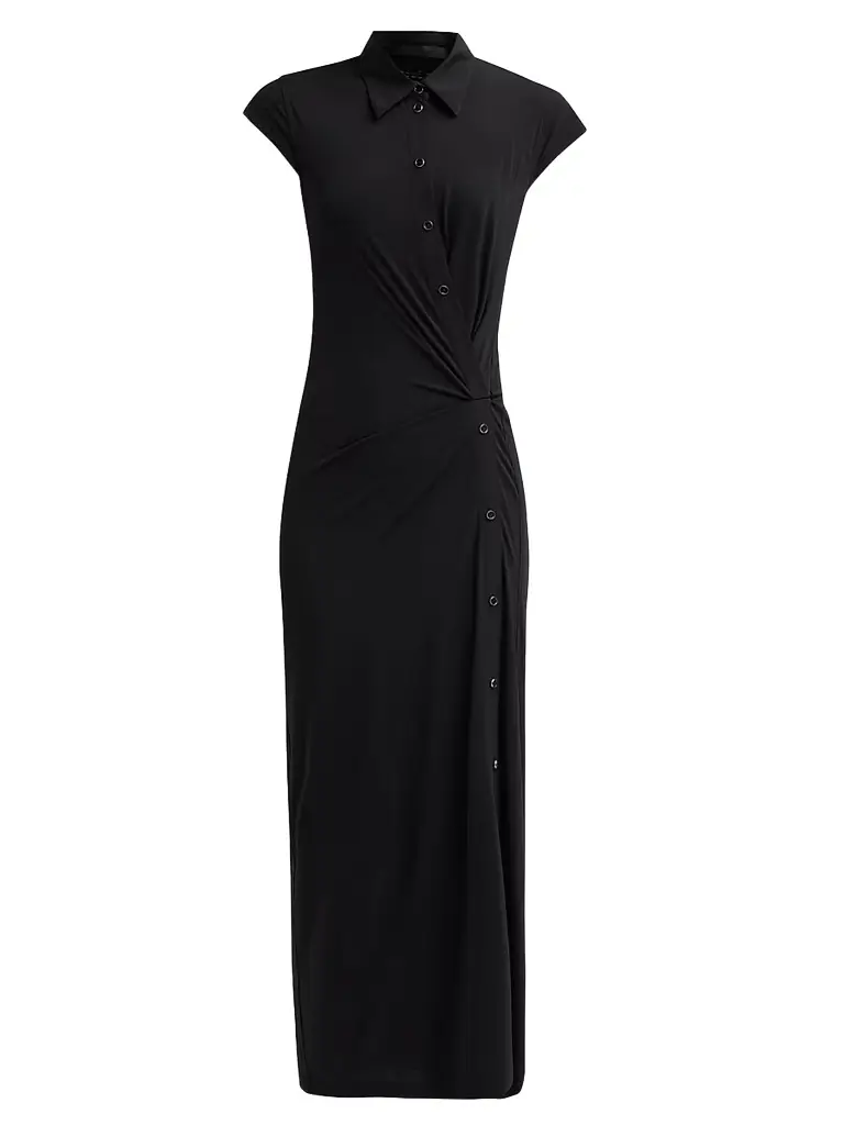 Helmut Lang Women's Twisted Front Jersey A-Line Maxi Dress - Black