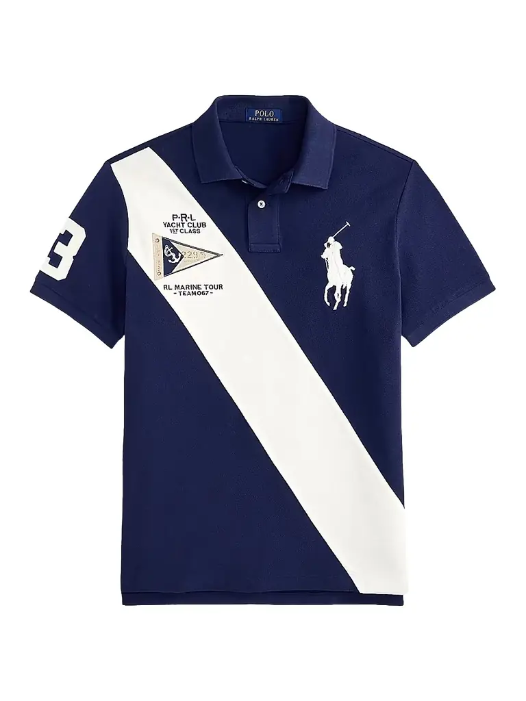 Polo Ralph Lauren Men's Custom Slim-Fit Big Pony Mesh Polo Shirt - Newport Navy Nevis