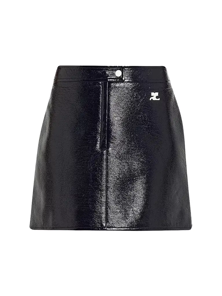 Courreges Women's Reedition Vinyl A-Line Miniskirt - Navy - Women's Clothing