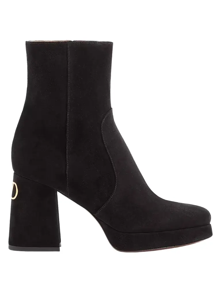 Valentino Garavani Women's Fawcette 90MM Platform Ankle Boots in Split Leather - Black