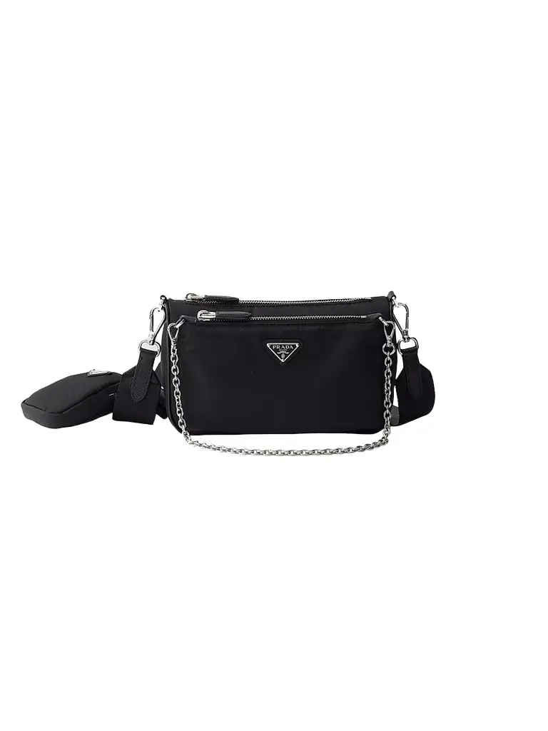 Prada Women's Re-Nylon and Saffiano Leather Mini Shoulder Bag - Black - Women's Bags