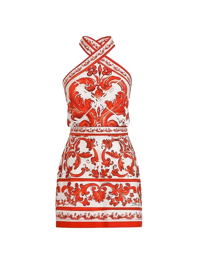 Dolce & Gabbana Women's Majolica Cotton Poplin Mini Dress - Variante Abbinata