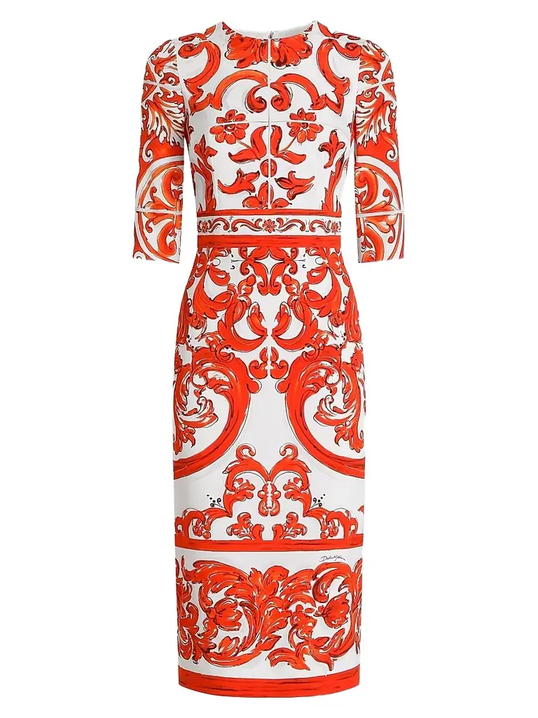 Dolce & Gabbana Women's Majolica Silk-Blend Midi Dress - Variante Abbinata