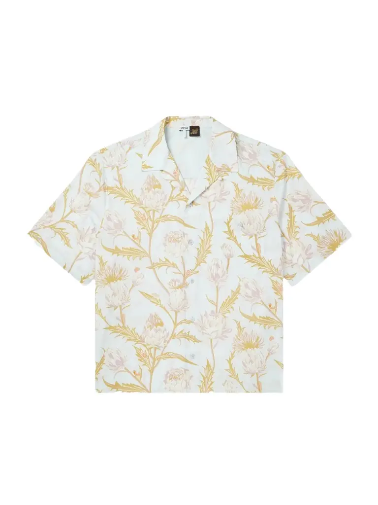 Loewe Paula's Ibiza Anagram-Embroidered Camp-Collar Printed Cotton Shirt - Men