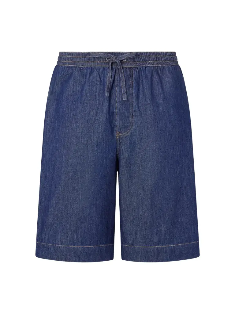 Loewe Wide-Leg Anagram-Detailed Cotton-Chambray Drawstring Shorts - Men