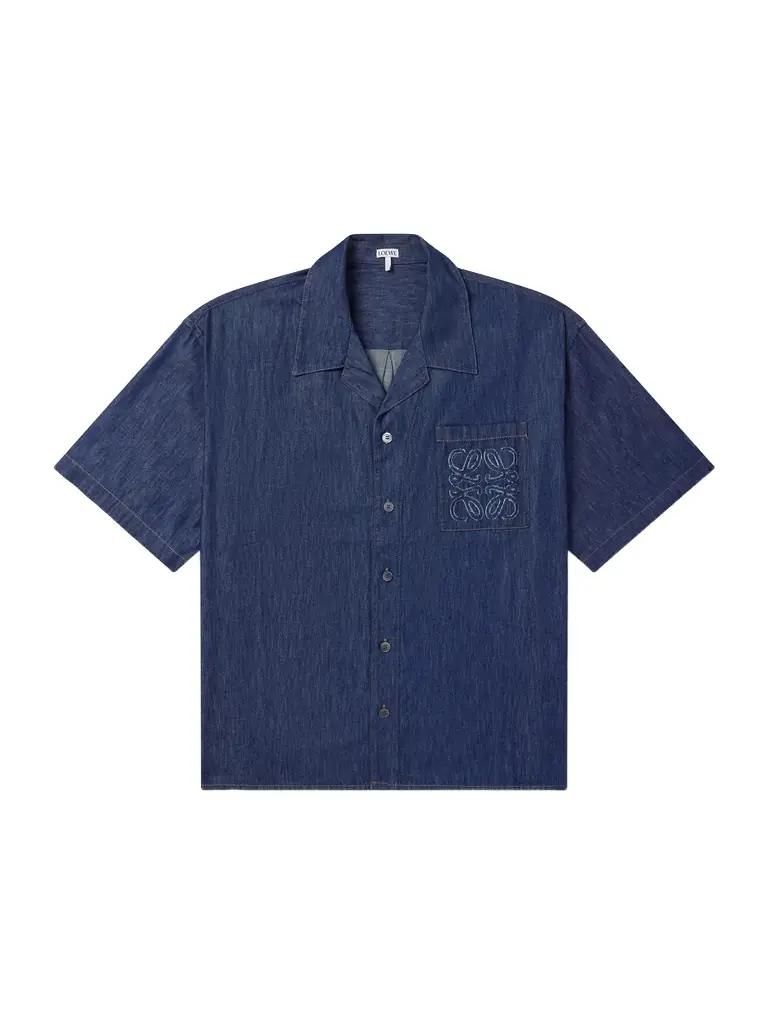Loewe Camp-Collar Anagram-Detail Denim Shirt - Men