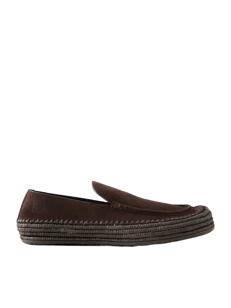 Loewe Paula's Ibiza Rio Raffia-Trimmed Suede Loafers - Men