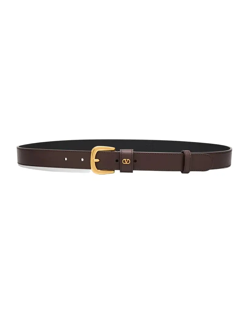 Valentino Garavani VLogo Calfskin Leather Belt, 25mm
