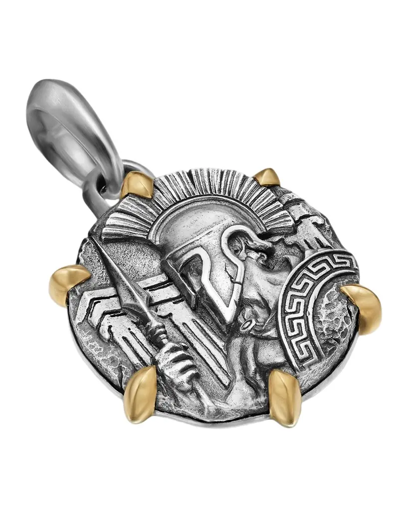 David Yurman Men 's Ares Amulet in Sterling Silver with 18K Yellow Gold, 26.4mm