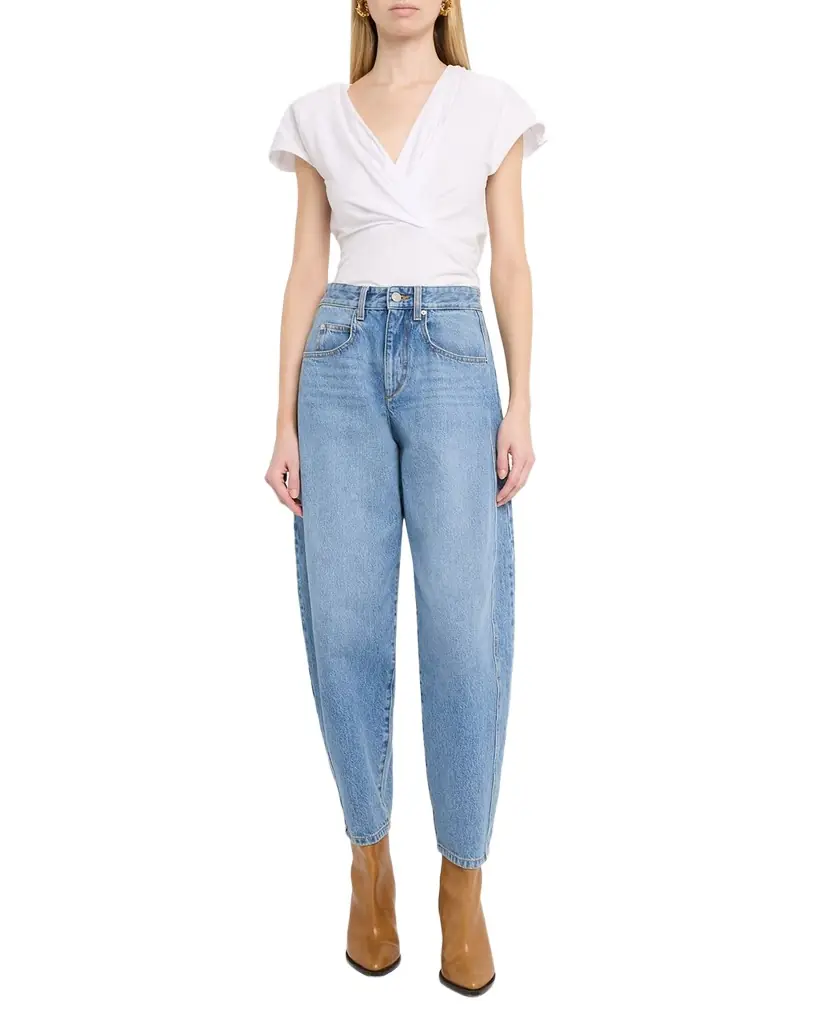 Isabel Marant Nadrine Gathered V-Neck Cotton T-Shirt