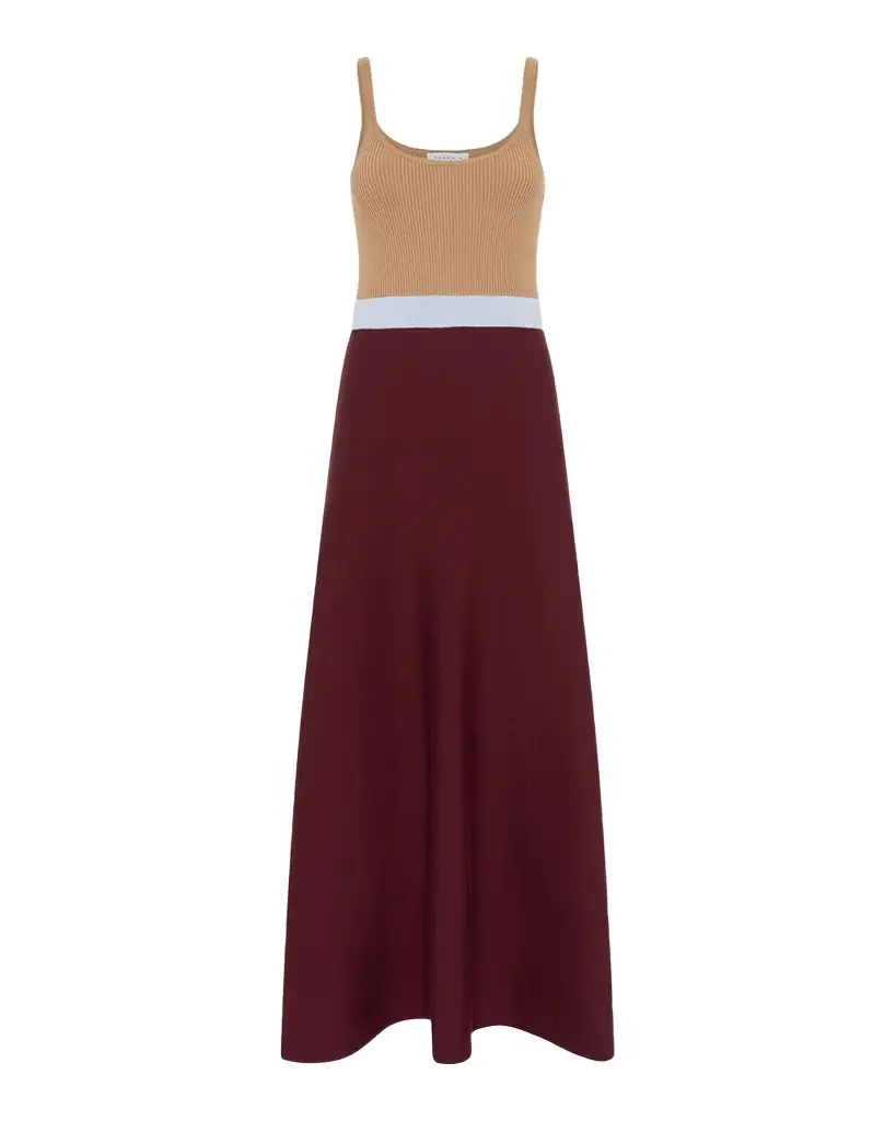 Gabriela Hearst Flaminius Sleeveless Colorblock Wool-Cashmere Knit Midi Dress