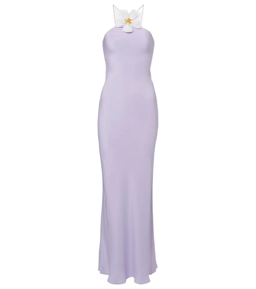 Rodarte Floral-appliqué silk crêpe maxi dress