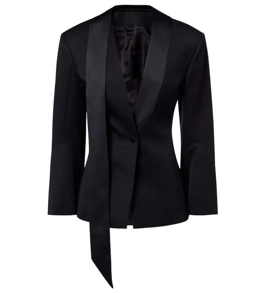 The Attico Satin-trimmed virgin wool blazer